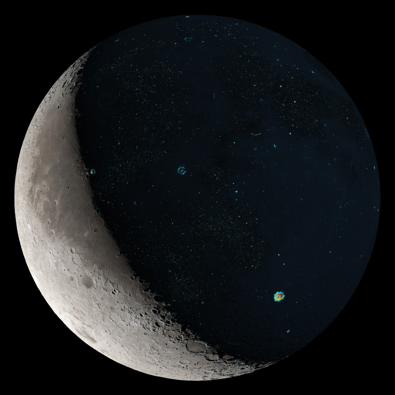 A map showing some of the Moon’s younger craters.